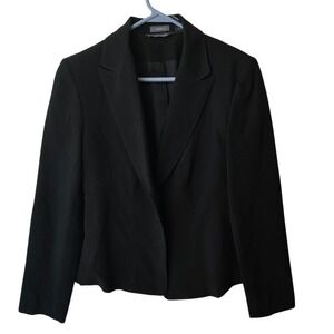 Hillard & Hanson Womens Black Stretch 3-Button Tailored Blazer Jacket Size 8